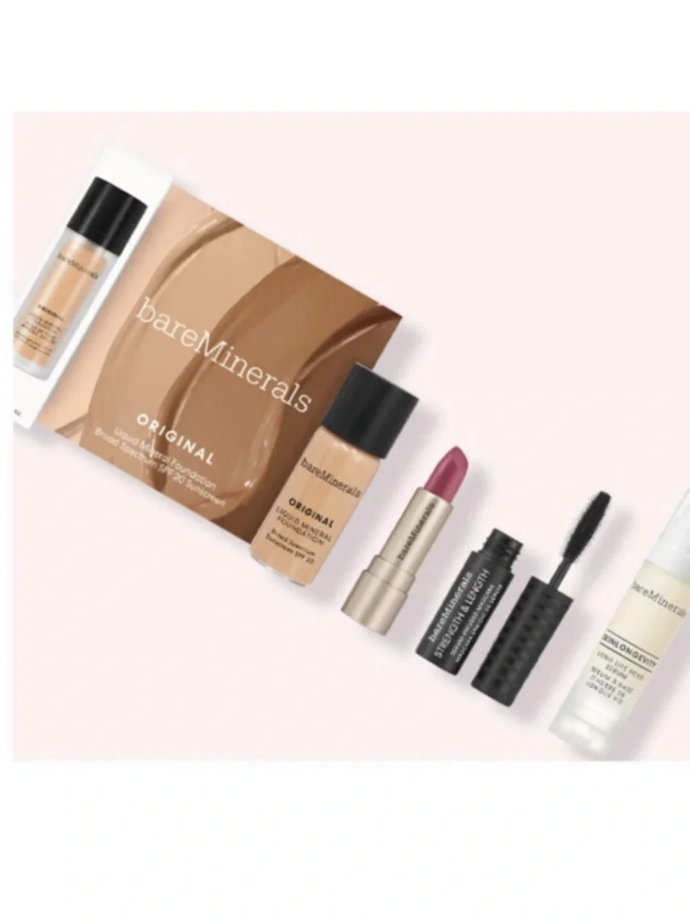 BAREMINERALS 4p Skinlongevity Lashtopia Lip Gloss Foundation Kit Neutral Ivory